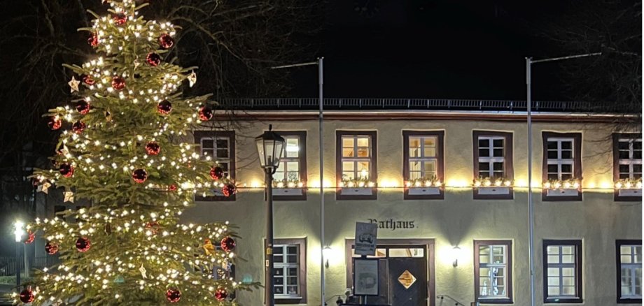 Weihnachtsbaum vor dem Rathaus