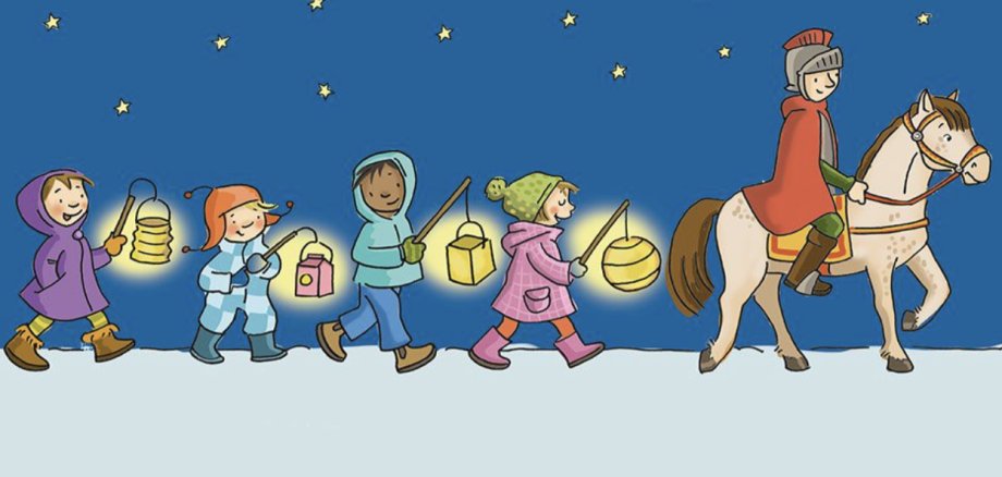 Zeichnung eins Martinsumzugs